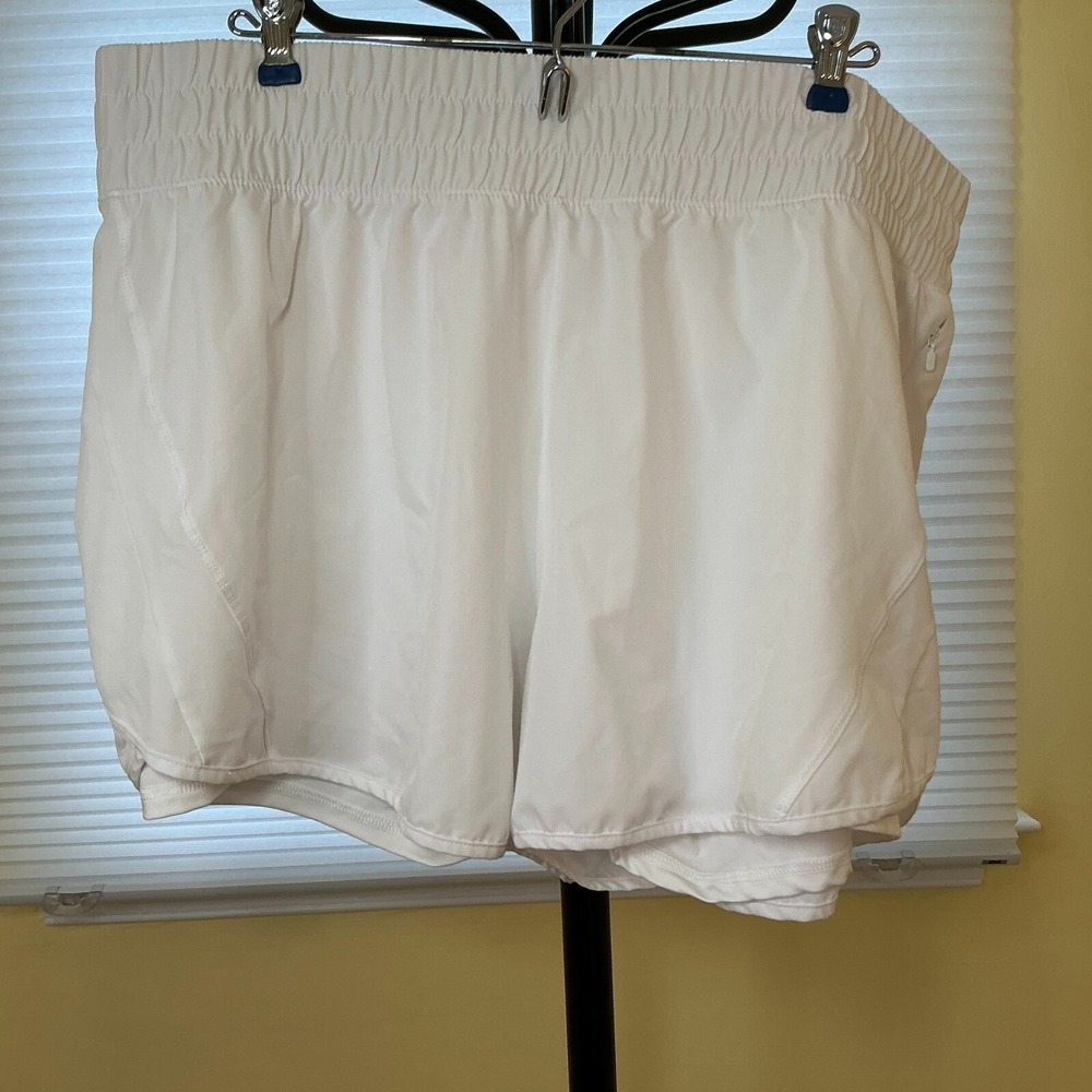 Avia Womens Running Shorts 3X (22) Liner Elastic Waist White Zippered Pocket
